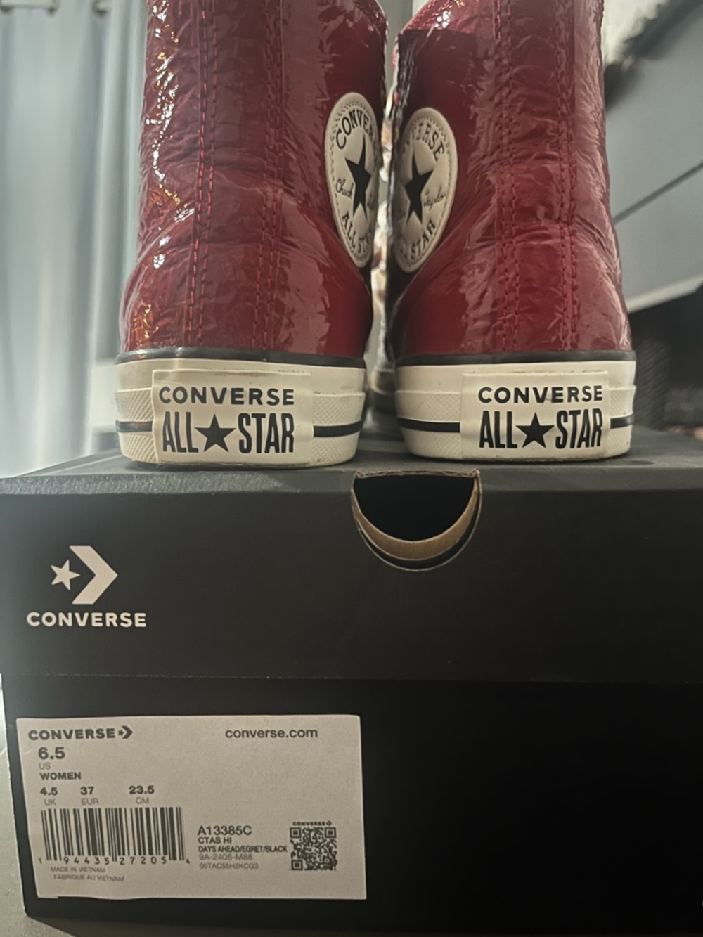 Converse High Top Sneakers - Burgundy Patent - Picture 2 of 3